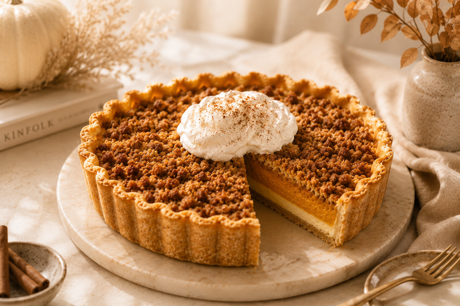 Pumpkin Cream Cheese Streusel Pie